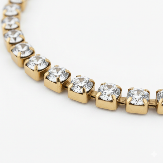 Plated Crystal & Paperclip Chain Bracelet