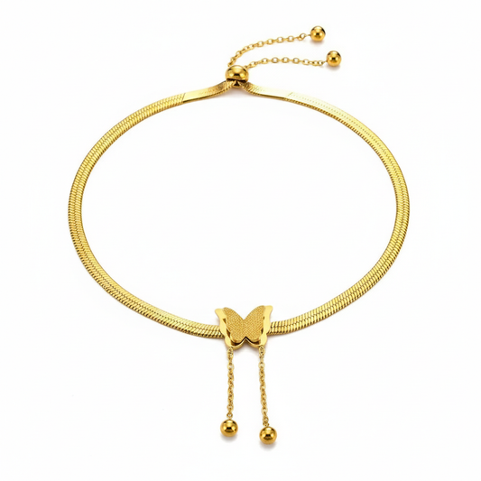 Butterfly Herringbone Tassel Necklace