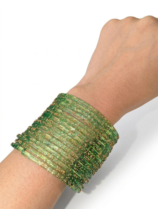 Raindrop Kashmiri Glass Bangles (Buy One Get One Free)