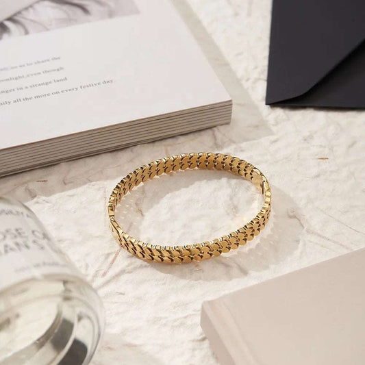 Gilded Link Luxury Handcuff Bangle
