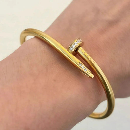 Pave-Head Nail Cuff Bangle