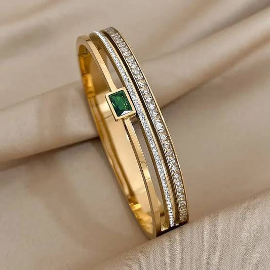 Emerald Zirconia Hinged Cuff