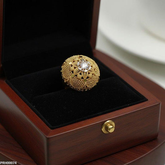 Diamond-Cut Gold Statement Ring