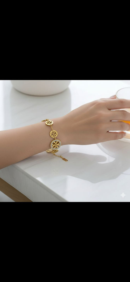 Ornate Emblem Crystal Bracelet