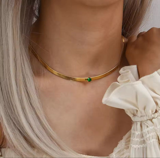 Solo Gem Herringbone Choker