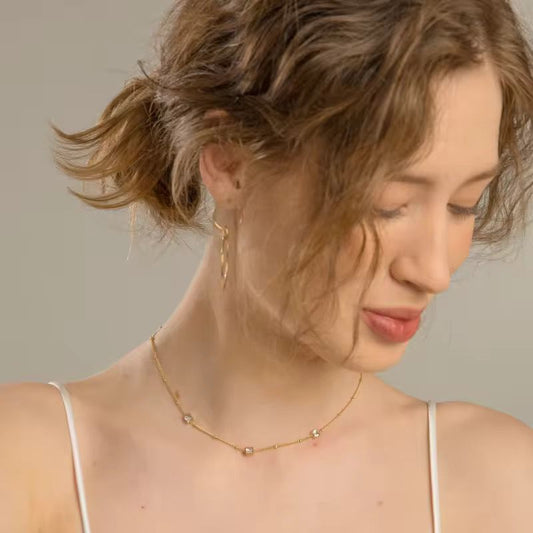 Zircon Stone Station Necklace