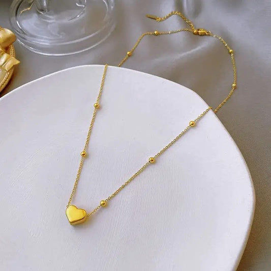 Minimalist Beaded Heart Necklace