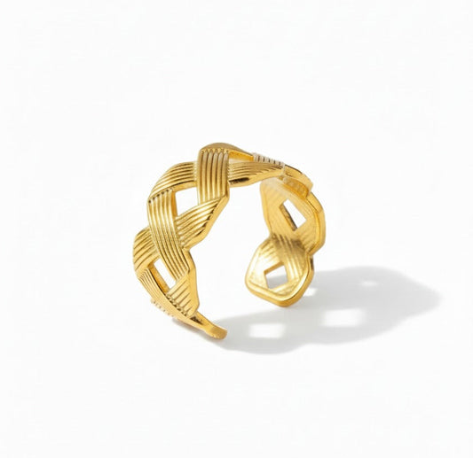 Golden Woven Cuff Ring