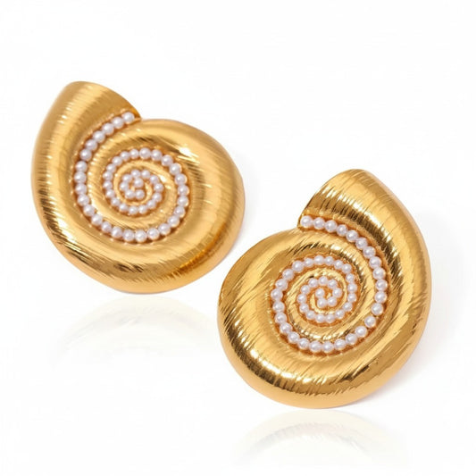 Spiral Pearl Shell Earring