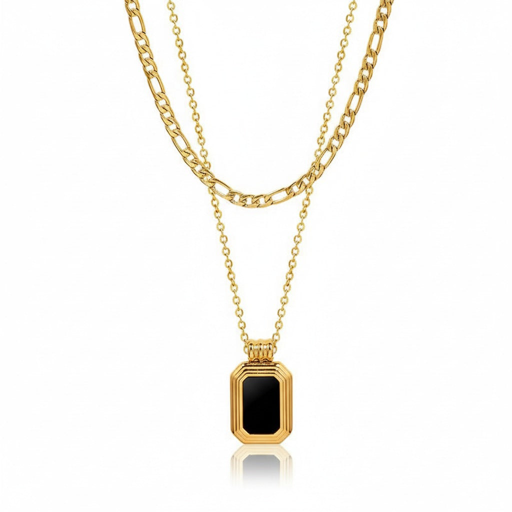 Chic Layered Figaro & Tag Necklace