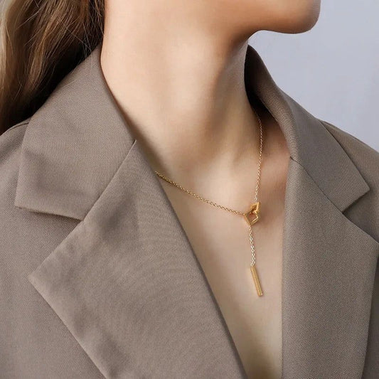 Geometric Lariat Drop Necklace