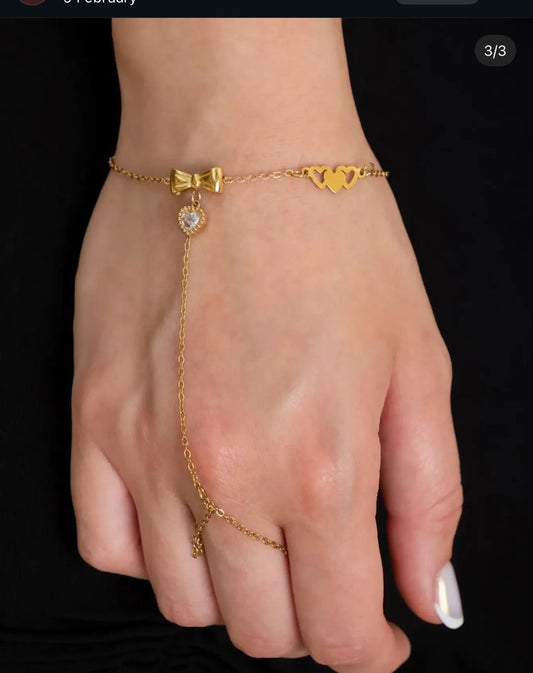 Dainty Bow & Crystal Hand Harness