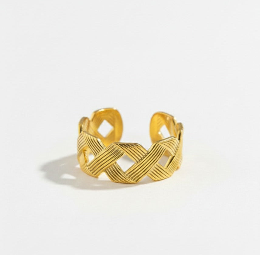 Golden Woven Cuff Ring