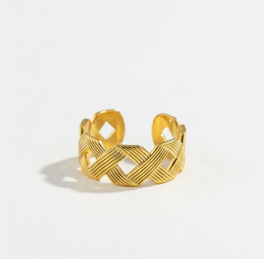 Golden Woven Cuff Ring