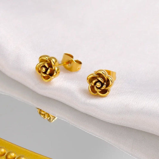 Petal Bloom Rose Stud Earrings