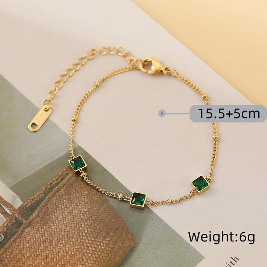 Emerald Echo Delicate Station Bracelet