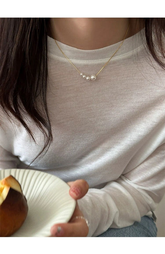 Vintage Pearl Station Necklace