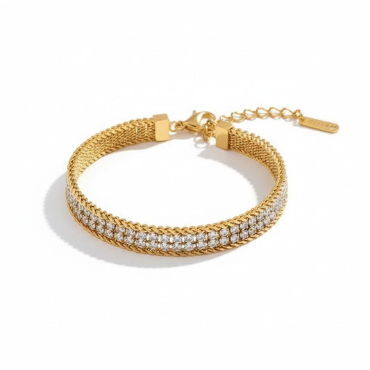 Dual-Layer Textured Open Cuff Bracelet