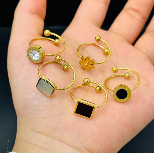 5 Pcs Adjustable Gold Stacking Ring Set