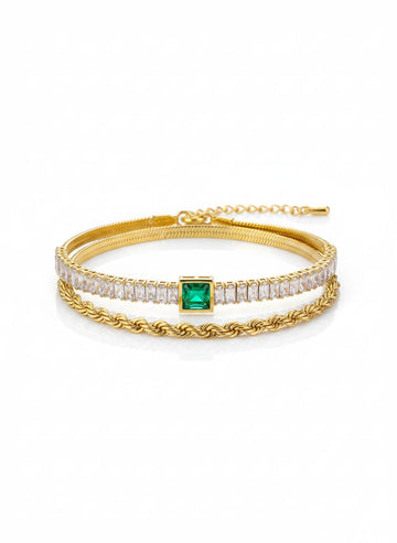 Emerald Royale Triple-Layer Bracelet