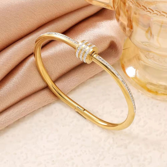 Luxury Drum Screw Handcuff Bangle