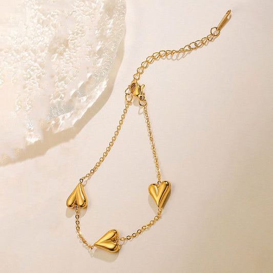 Triple Heart Charm Bracelet