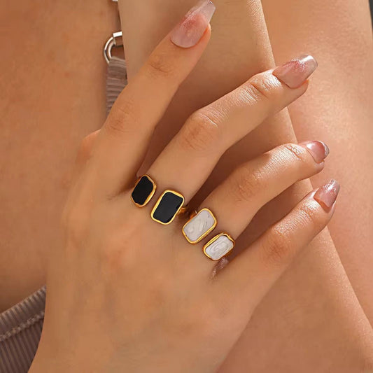 Duo-Tone Enamel Minimalist Rings