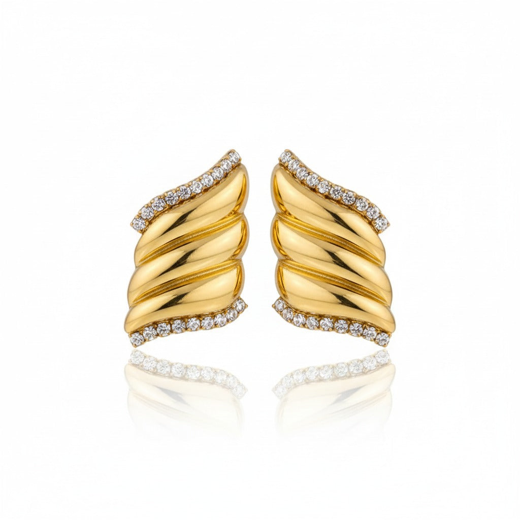 Wavy Pave Hoop Earring