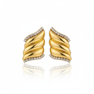 Wavy Pave Hoop Earring