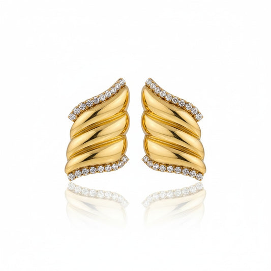 Wavy Pave Hoop Earring