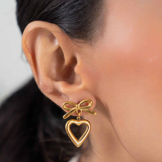 heart Bow Drop Earring
