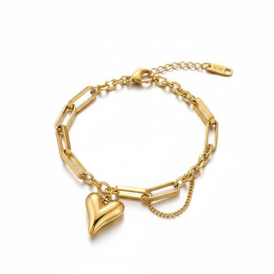 Golden Heart Link Bracelet