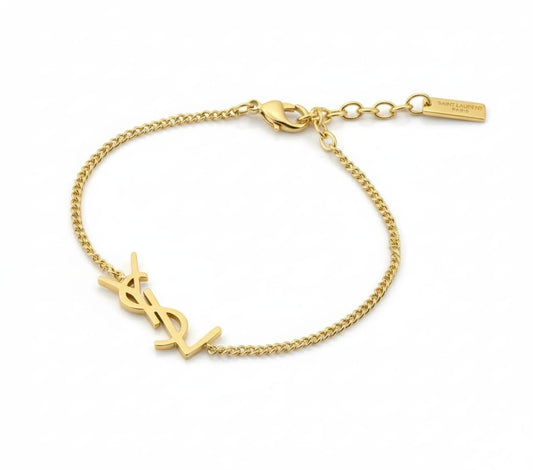 Golden Interlock Initial Bracelet