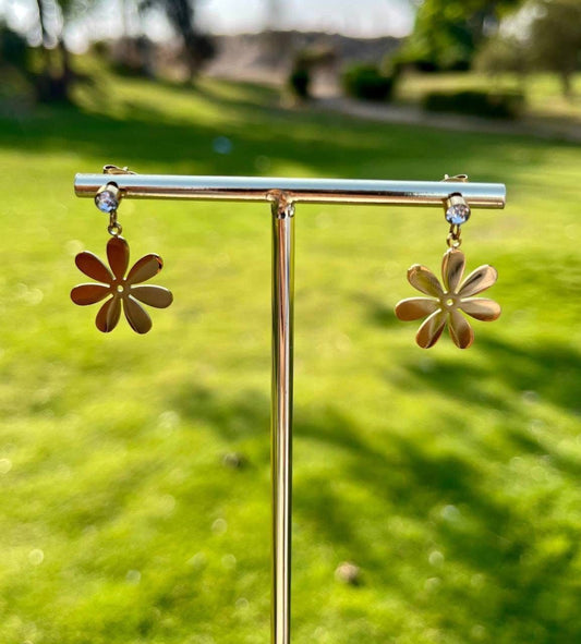 Blooming Daisy Zircon Drop Earrings