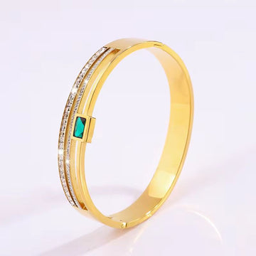 Emerald Zirconia Hinged Cuff