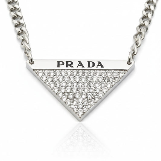 Prada Pavé Crystal Triangle Necklace & Bracelet Set