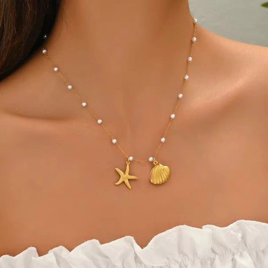 Ocean Breeze Pearl & Shell Charm Necklace