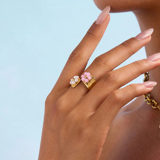 Pearl Flower Adjustable Ring