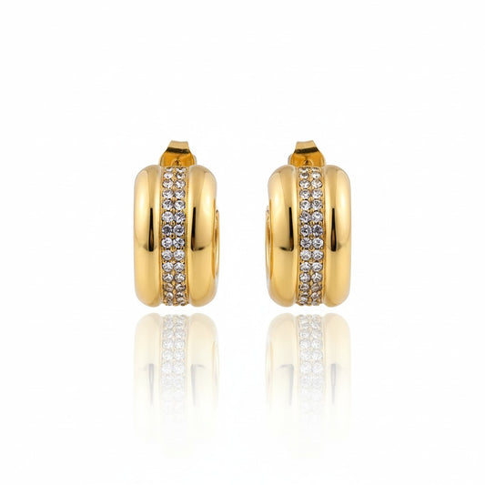 Pave Curve Hoop Earring