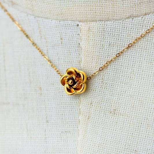 Rose Petal Solitaire Necklace