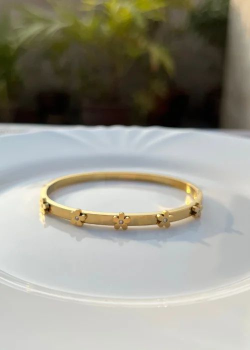 Dainty Floral Zircon Bangle