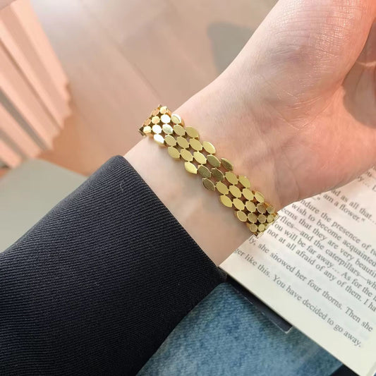Polished Geometric Honeycomb Bangle
