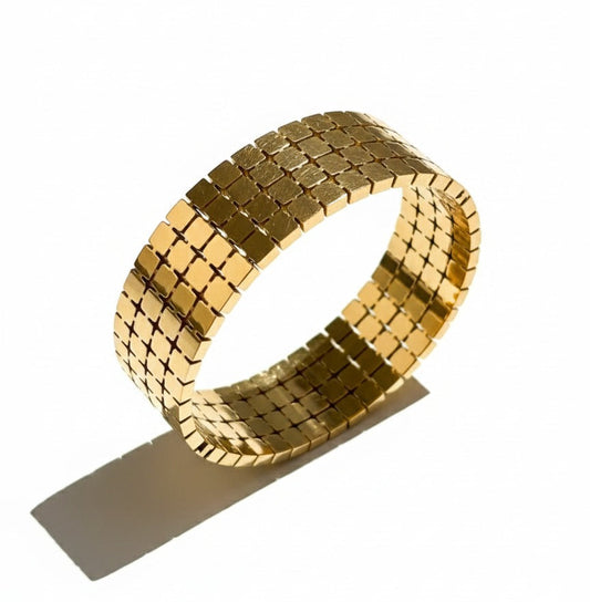 Wide Square Link Stretch Bangle